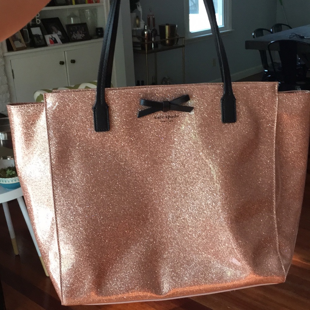 Kate Spade rose gold glitter tote